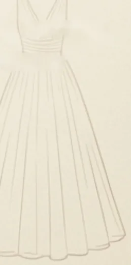 Line-art sketch of an A-line gown with a full skirt