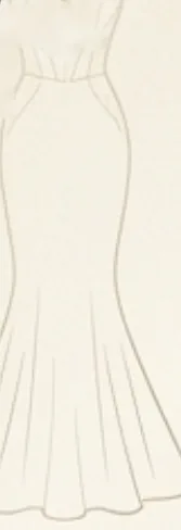 Line-art sketch of a fitted mermaid-silhouette gown