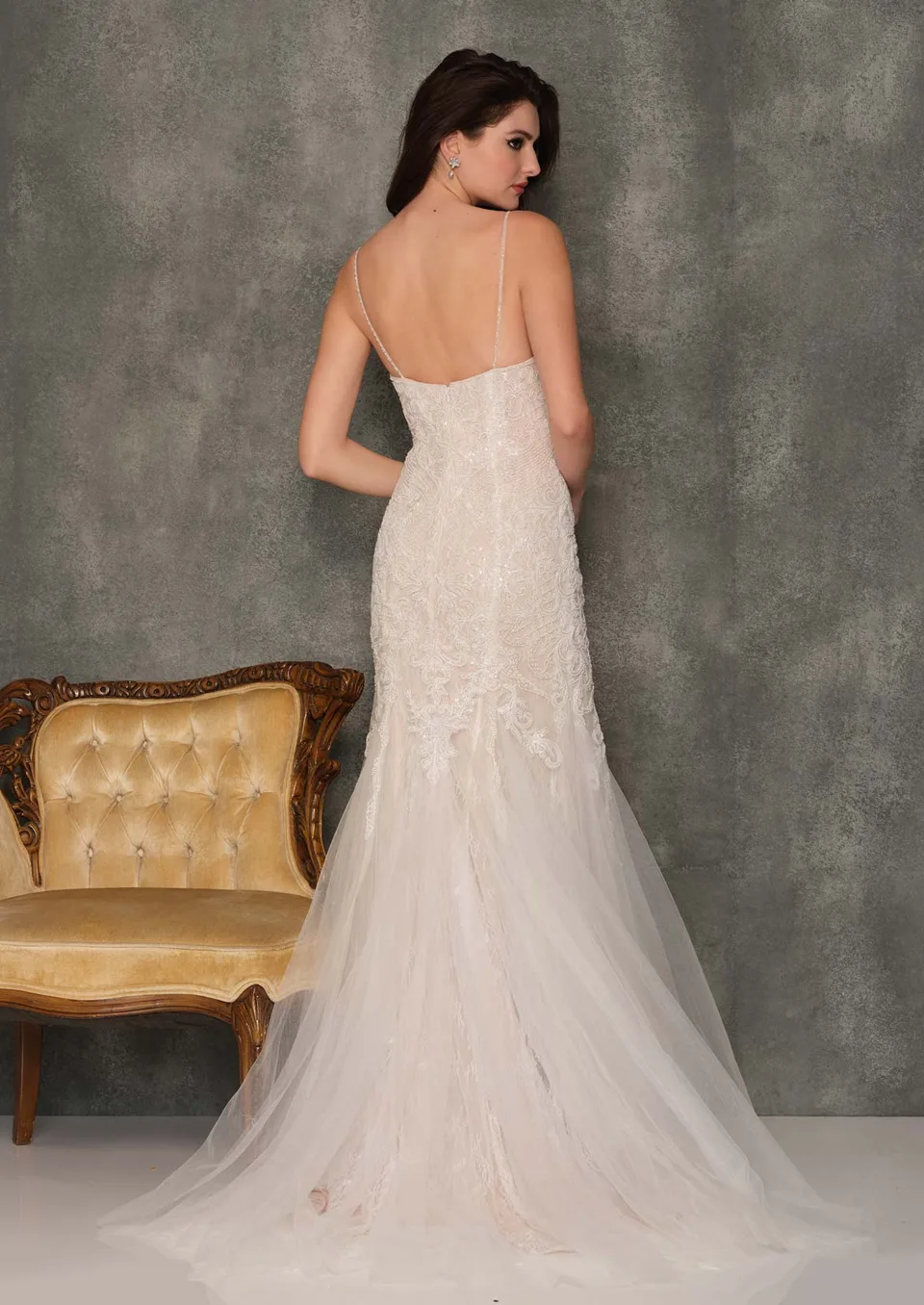 Dave & Johnny A10386W Wedding Dress in Ivory — back view