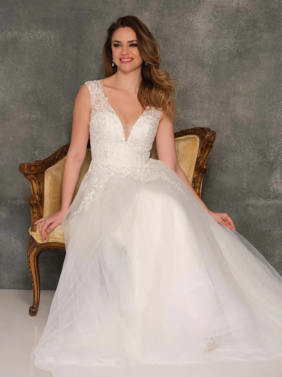Dave & Johnny A10464W Wedding Dress in Ivory — front view