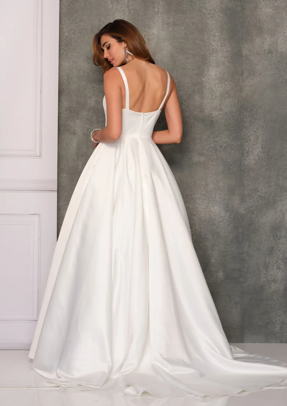 Dave & Johnny 10653 Prom Dress in Ivory — back view