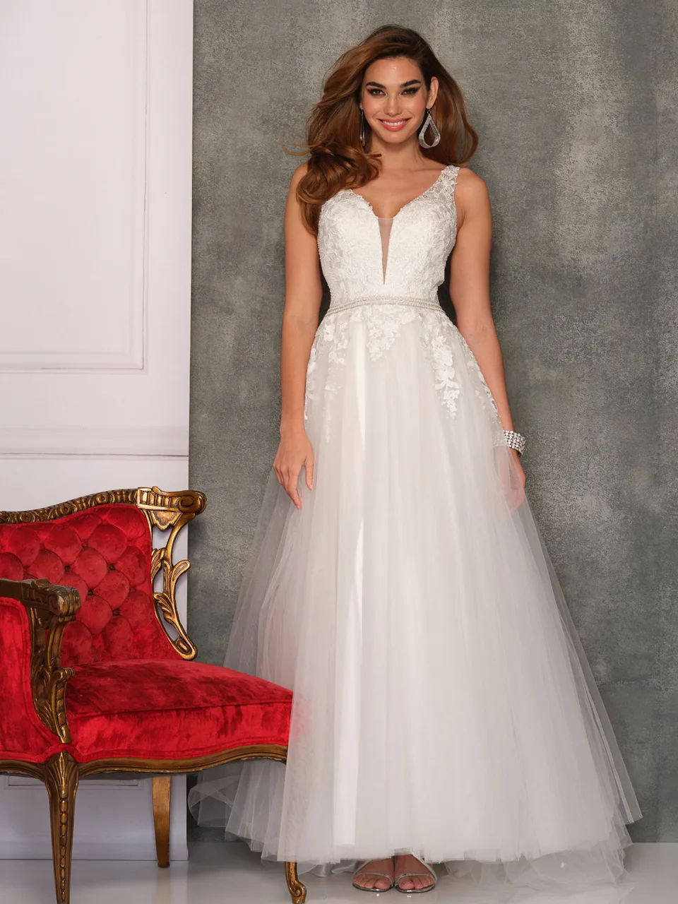 Dave & Johnny 10765 Wedding Dress in White — view 3