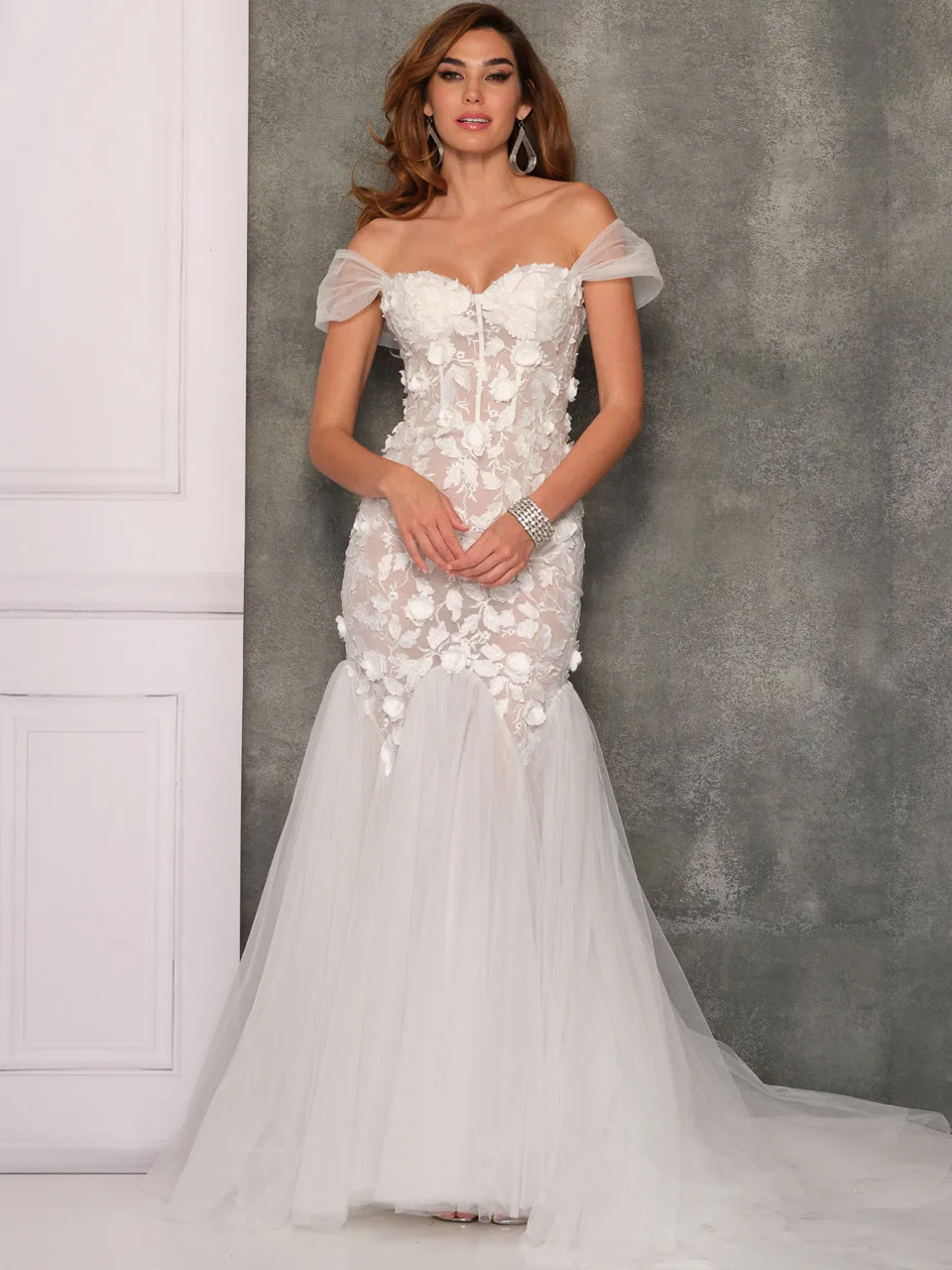 Dave & Johnny 10823 Dress in Ivory — front view