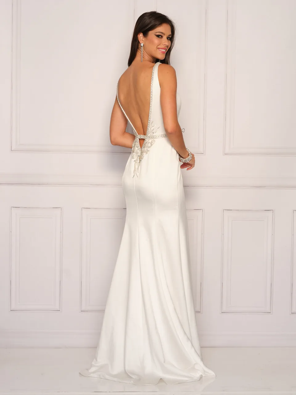 Dave & Johnny 10990 Wedding Dress in White — back view