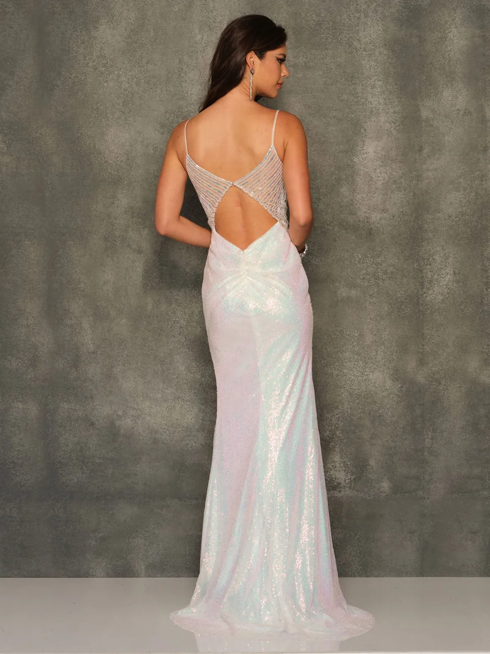 Dave & Johnny 10996 Prom Dress in White — back view