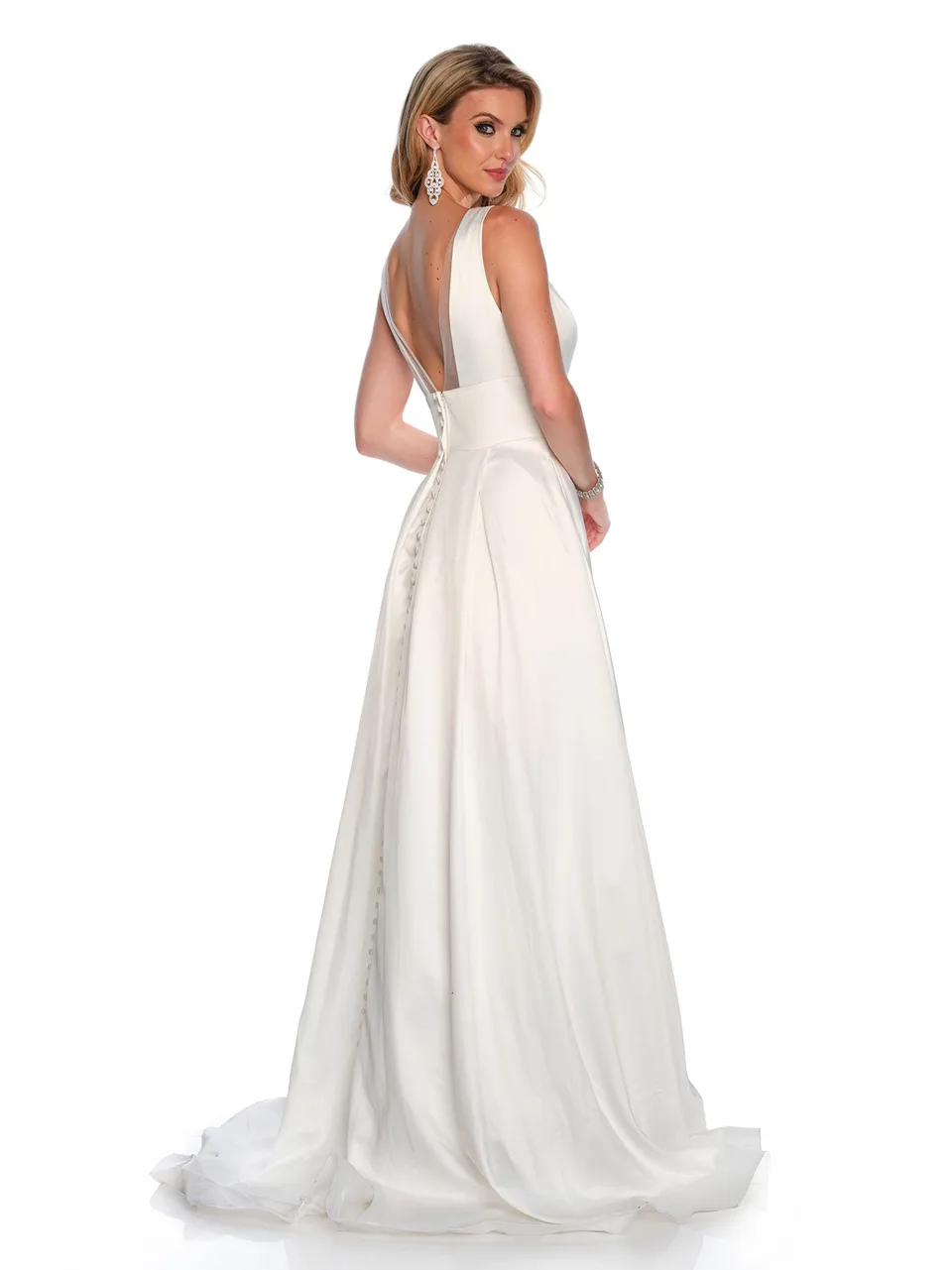 Dave & Johnny 11145 Prom Dress in Ivory — back view