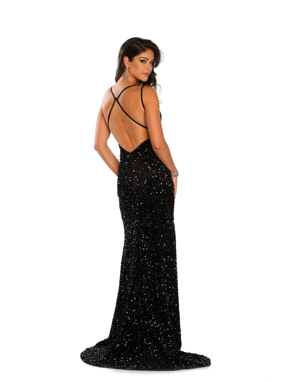 Dave & Johnny 11171 Dress in Black — back view