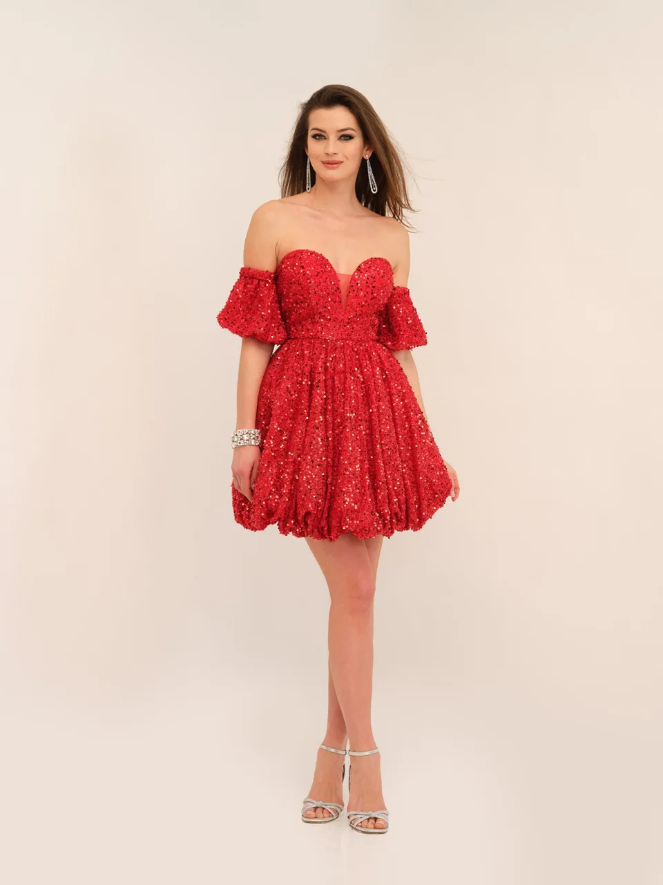Dave & Johnny 11186 Dress in Red — front view