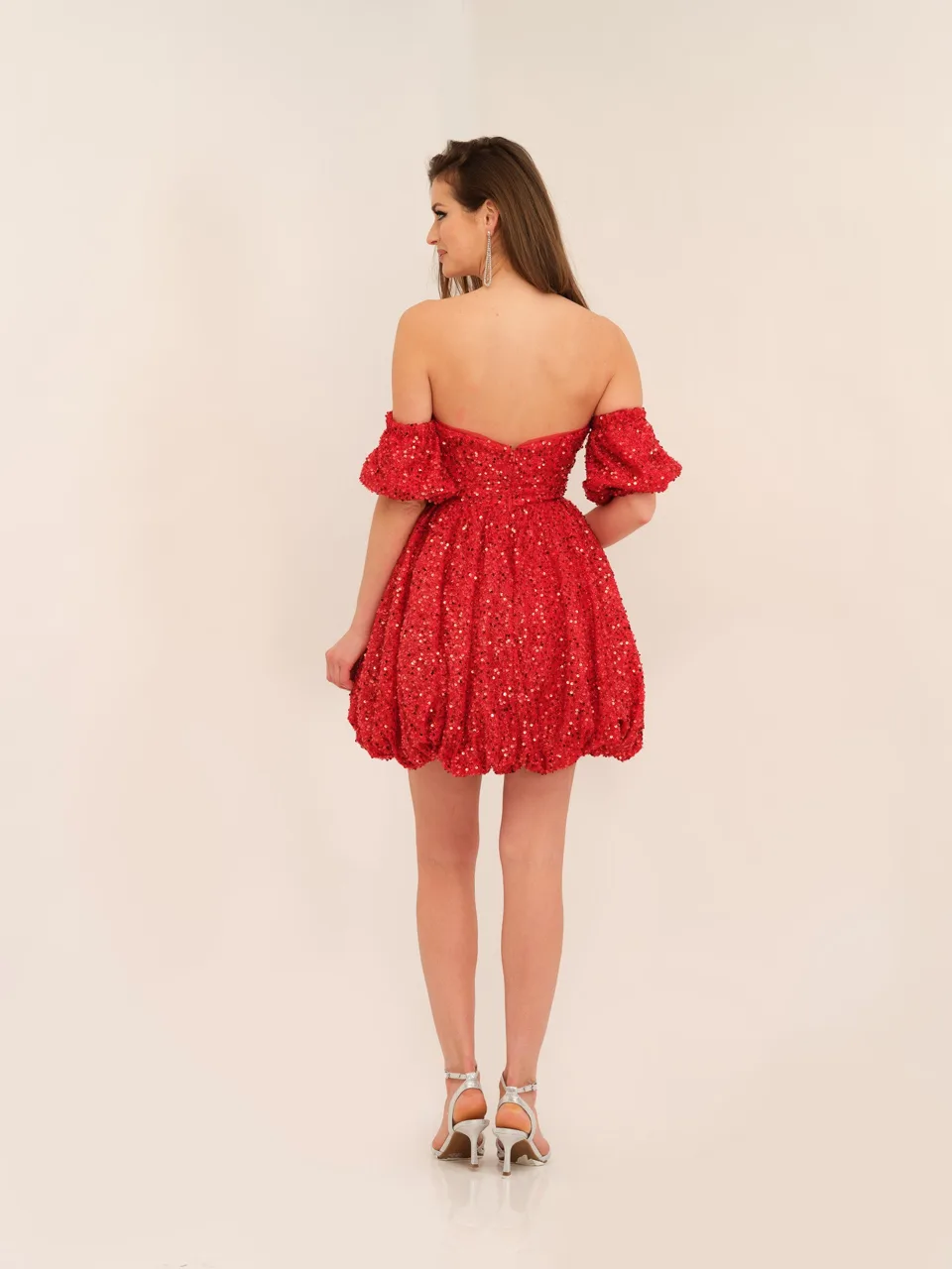 Dave & Johnny 11186 Dress in Red — back view