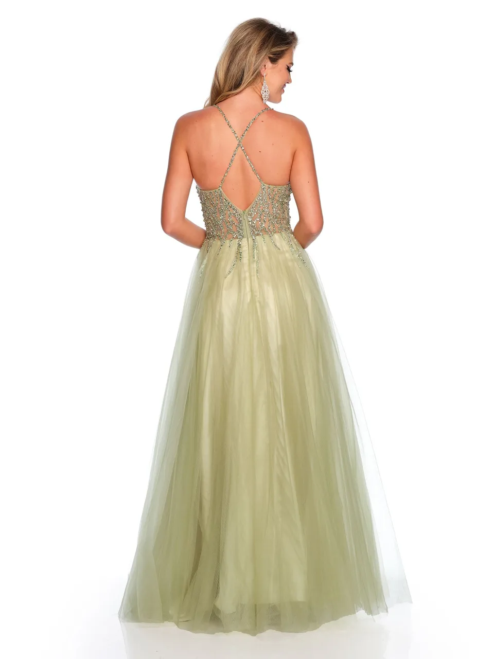 Dave & Johnny 11202 Prom Dress in Ice Blue — back view
