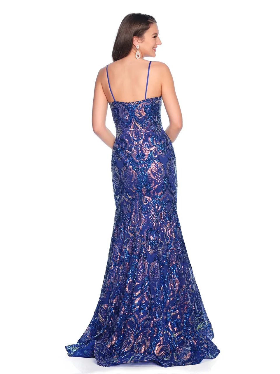 Dave & Johnny 11225 Dress in Emerald — back view