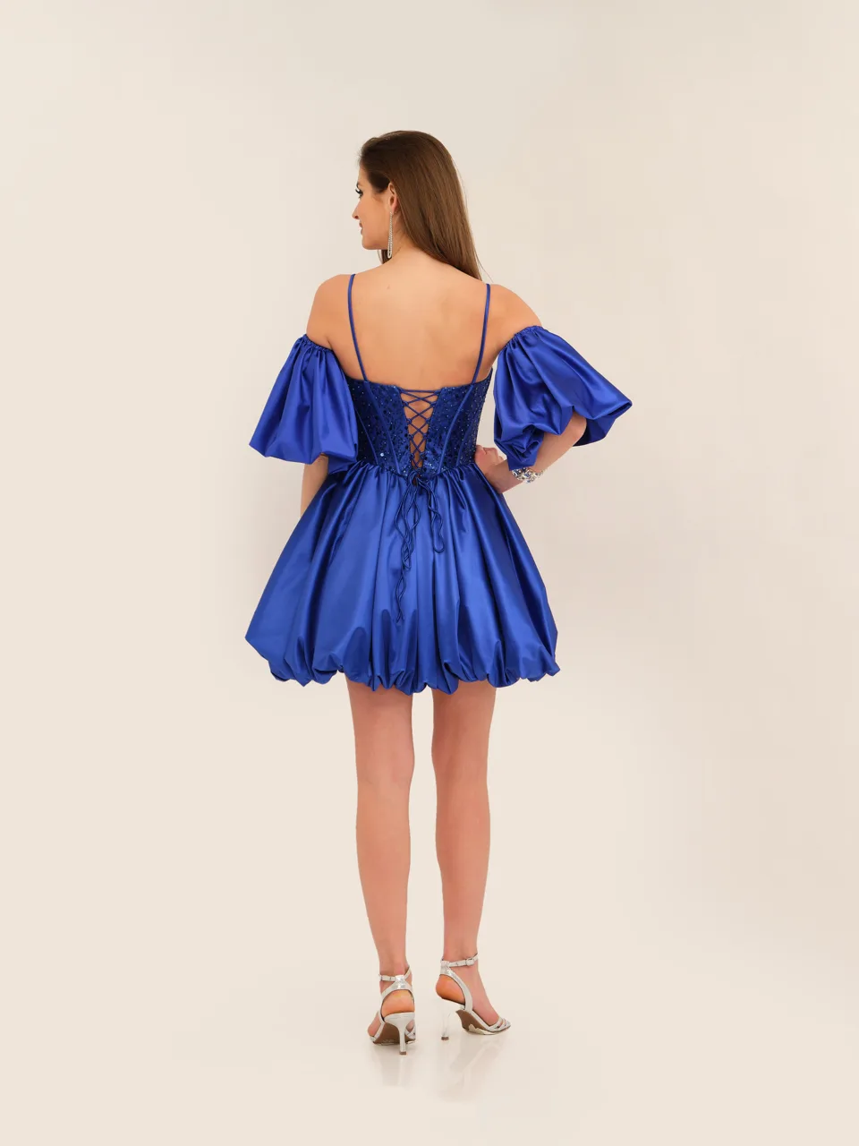 Dave & Johnny 11226 Dress in Royal — back view