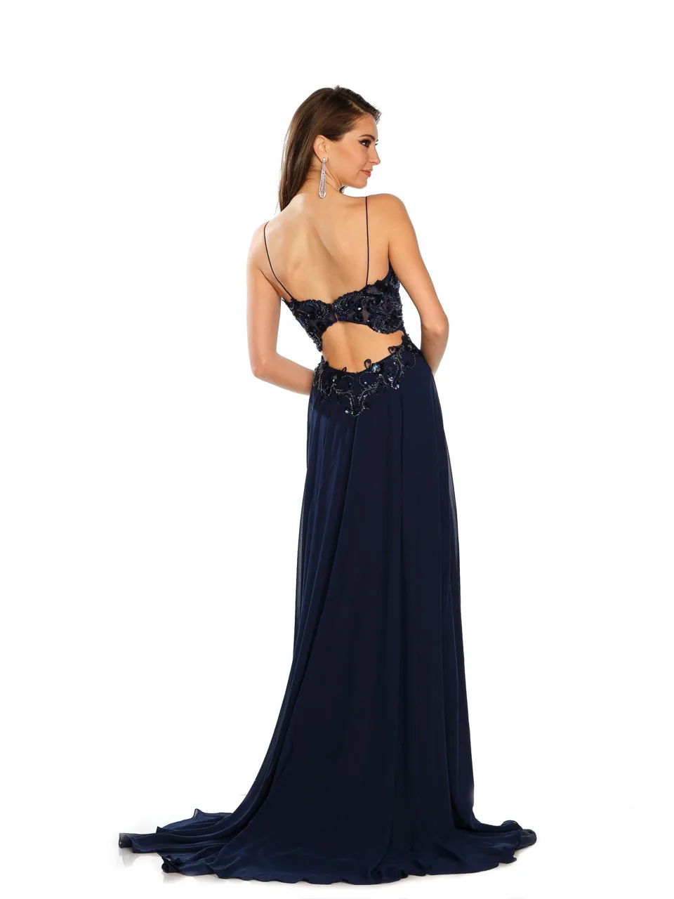 Dave & Johnny 11241 Dress in Navy Blue — view 3