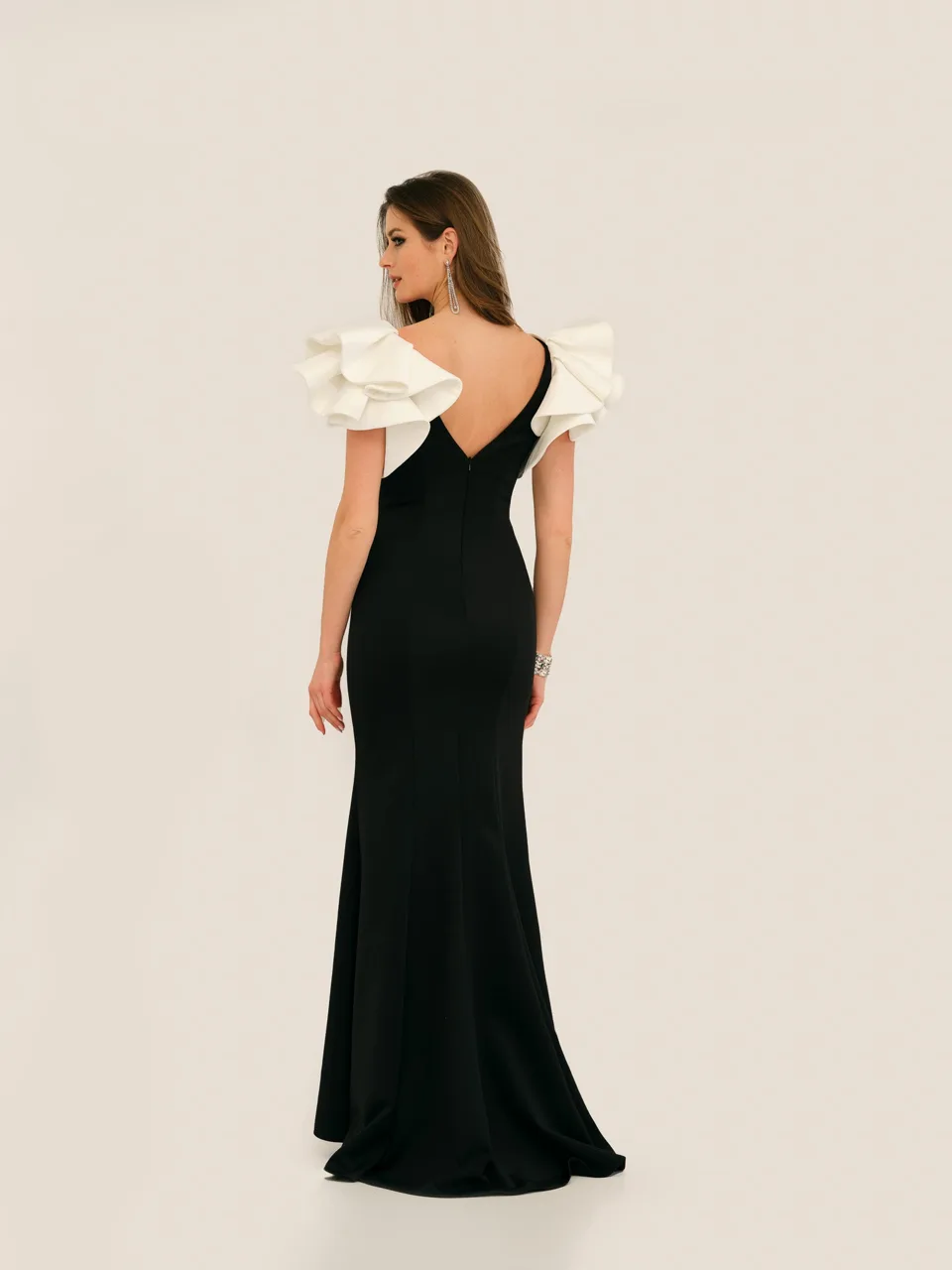 Dave & Johnny 11314 Dress in Navy Blue — back view