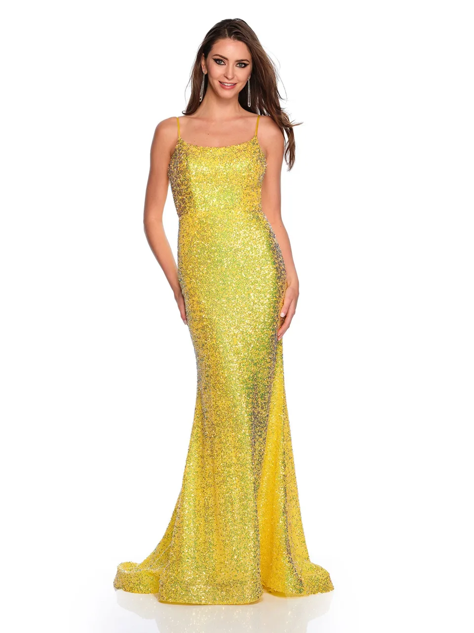 Dave & Johnny 11322 Prom Dress in Yellow — front view