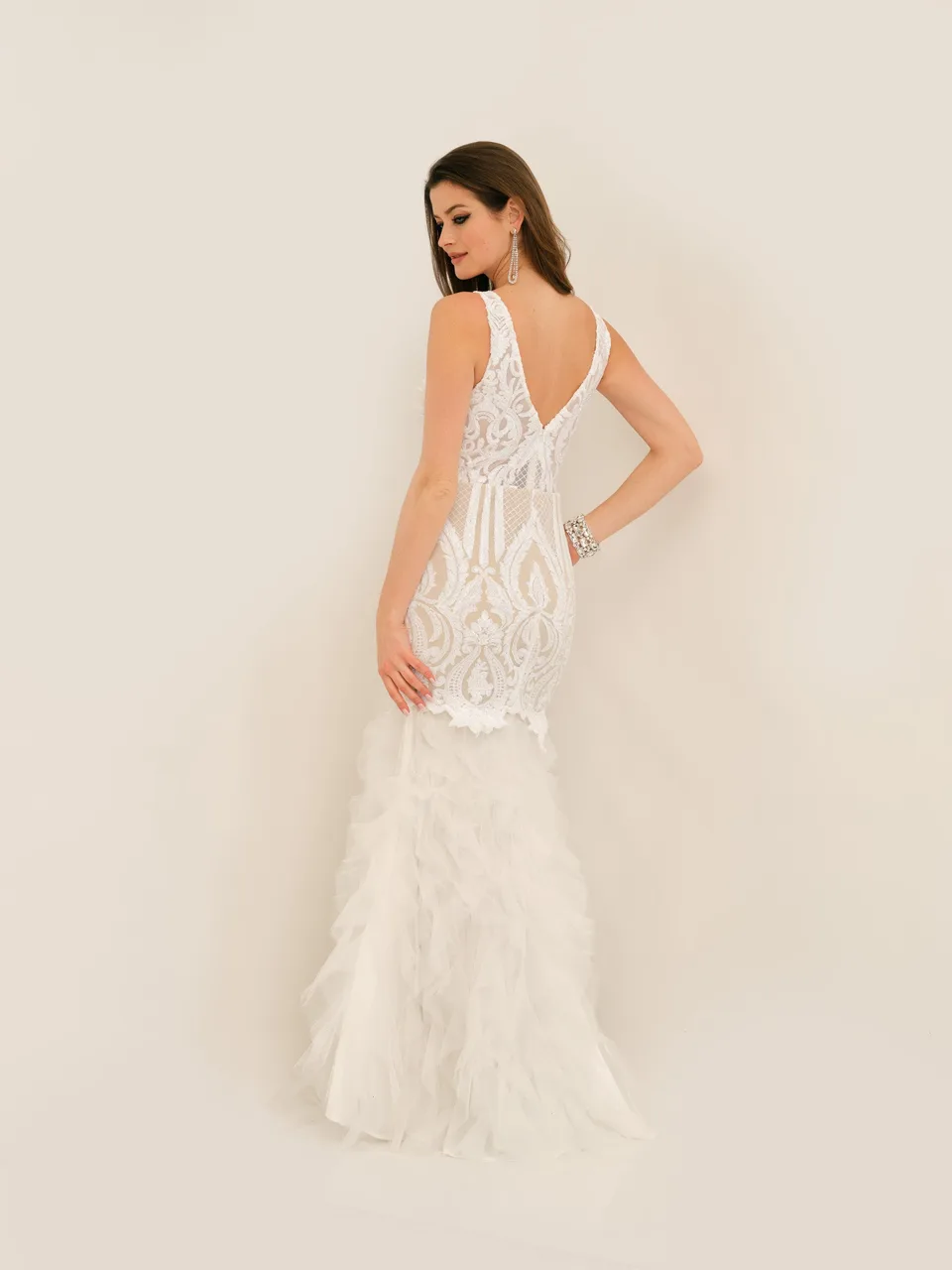 Dave & Johnny 11325 Wedding Dress — back view