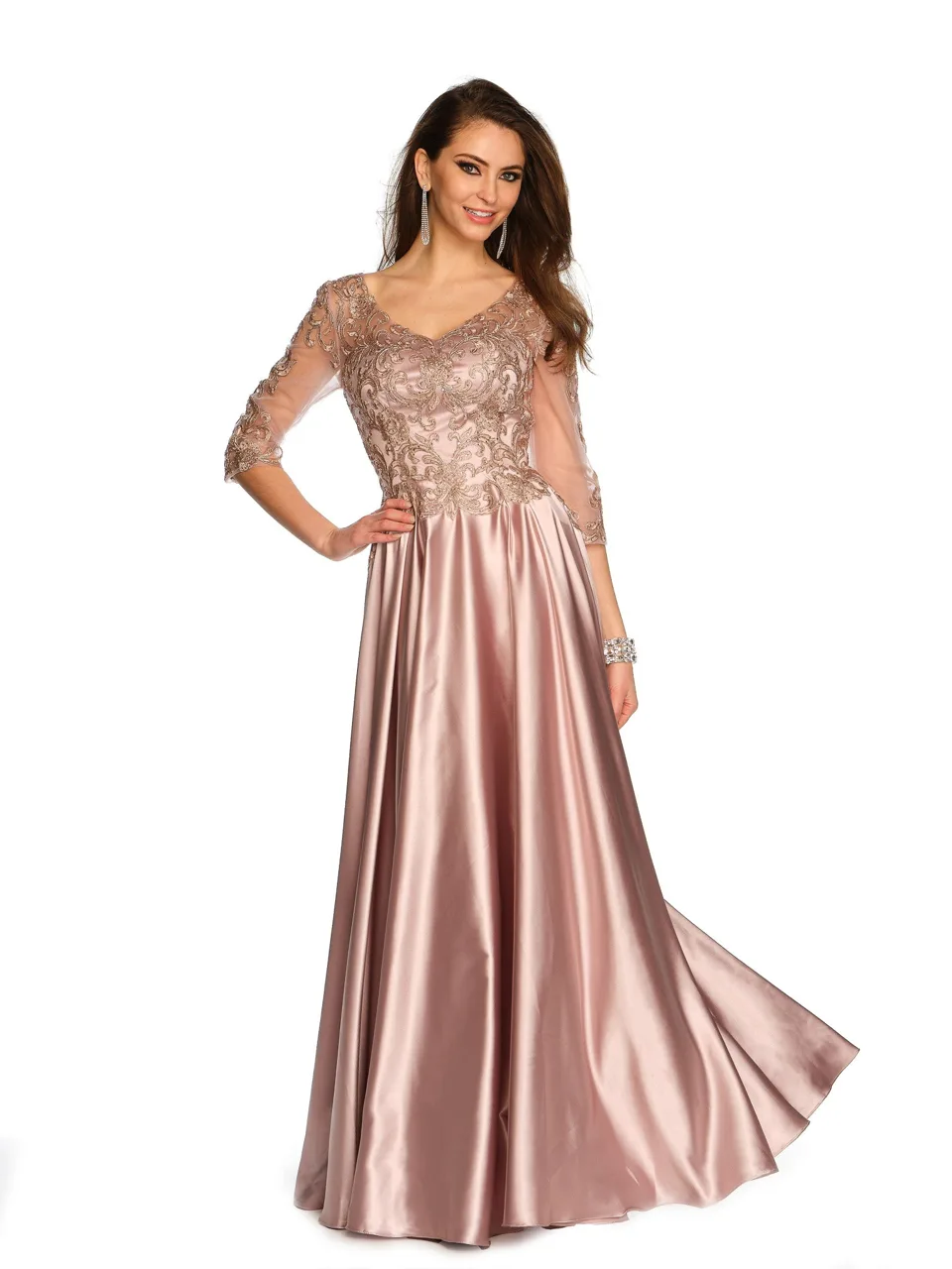 Dave & Johnny 11362 Dress in Mauve Pink — view 3