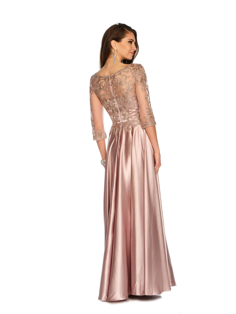 Dave & Johnny 11362 Dress in Mauve Pink — back view