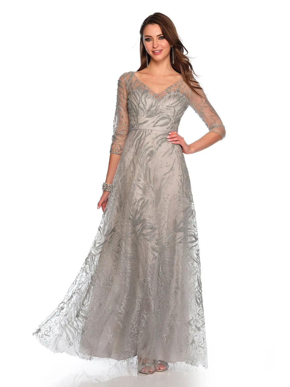 Dave & Johnny 11606 Prom Dress in Silver — view 3