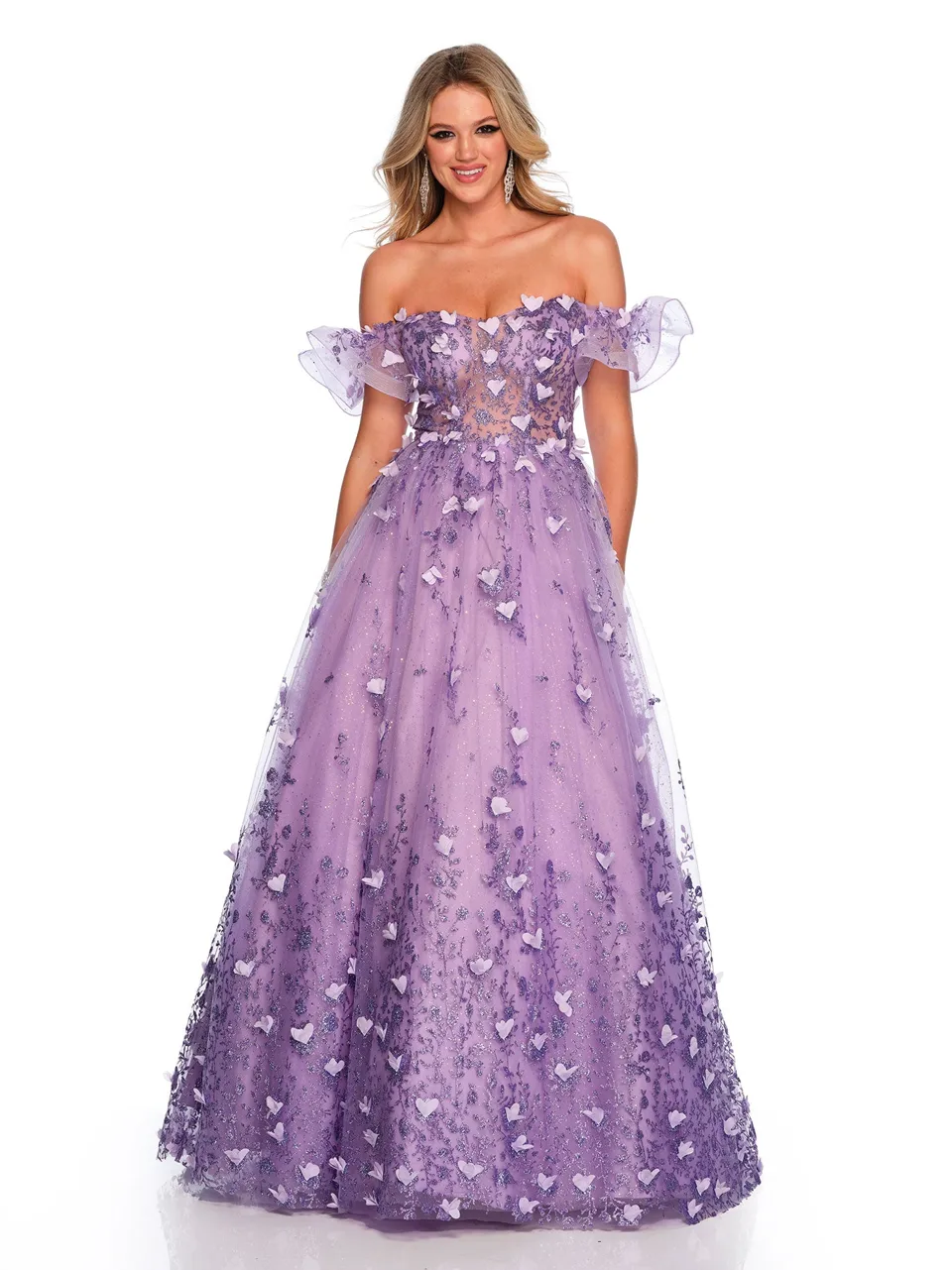 Dave & Johnny 11607 Prom Dress in Lilac — front view