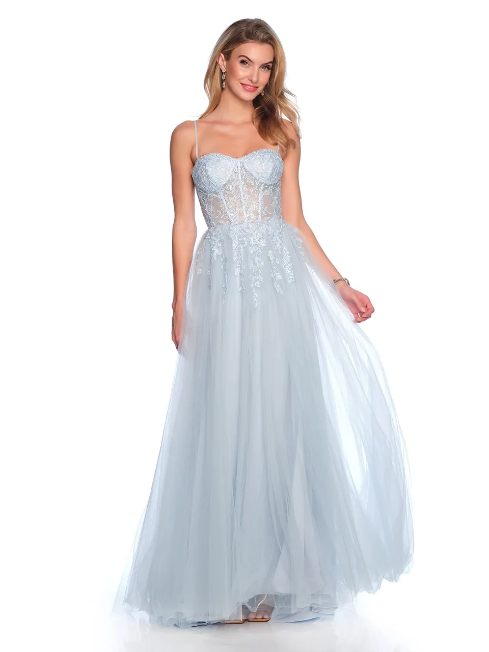 Dave & Johnny 12090 Prom Dress in Lt Blue — front view
