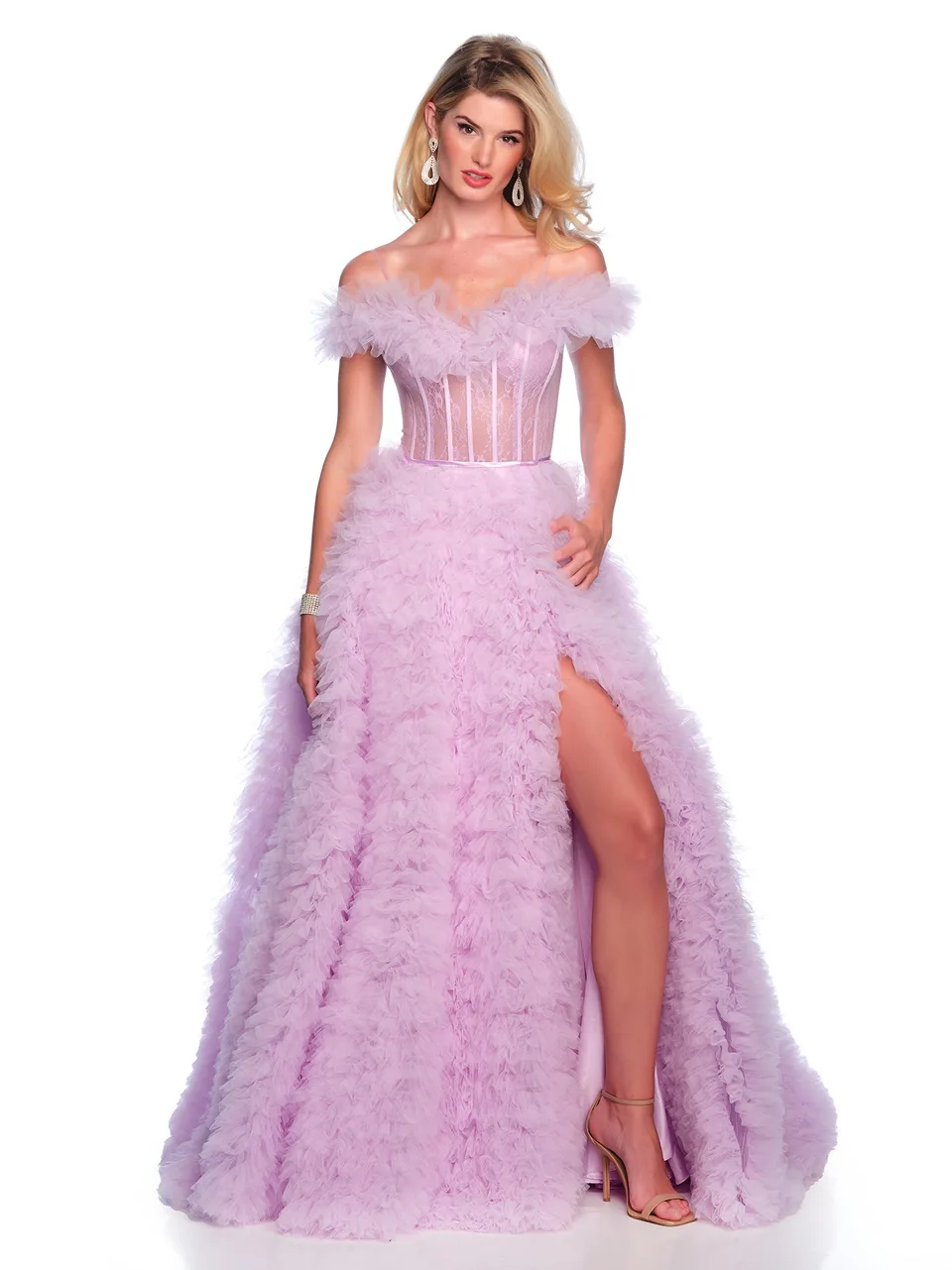Dave & Johnny 12093 Prom Dress in Lilac — front view