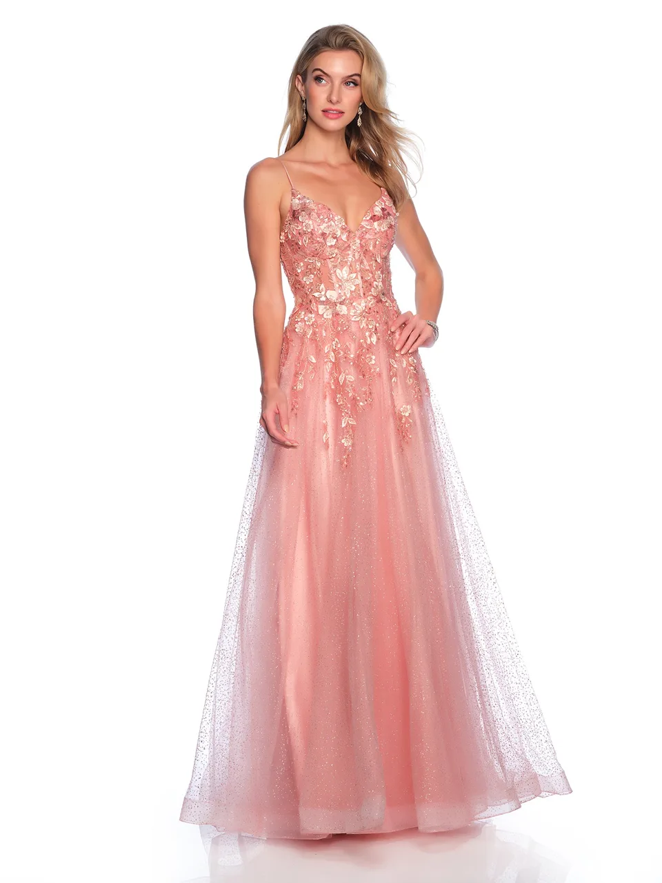 Dave & Johnny 12162 Prom Dress in Dusty Rose — front view