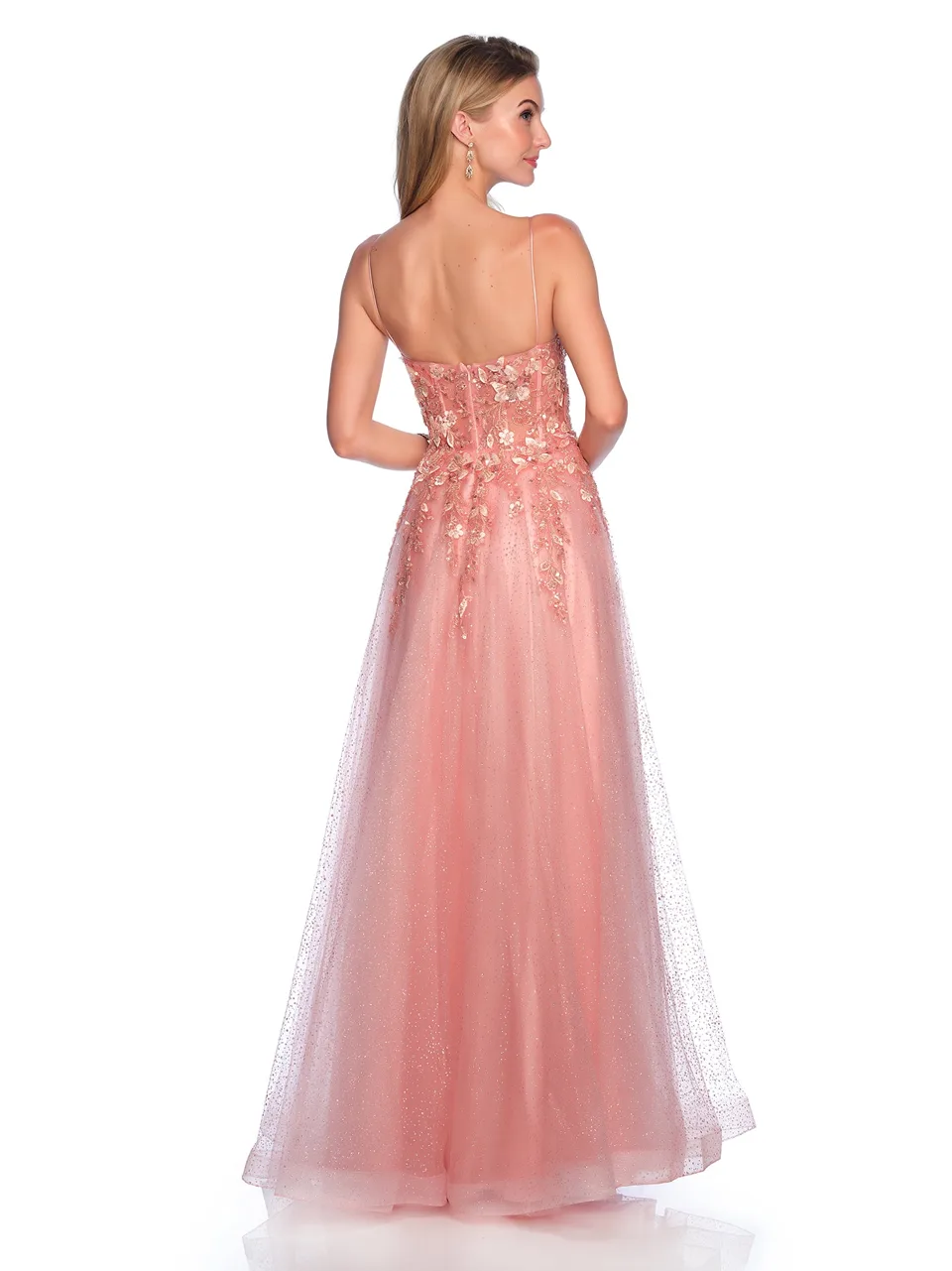 Dave & Johnny 12162 Prom Dress in Dusty Rose — back view