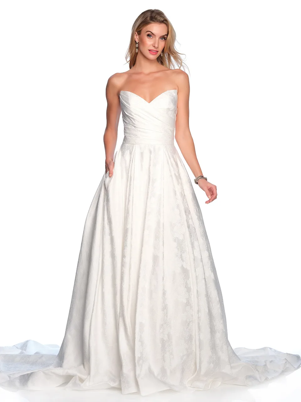 Dave & Johnny 12305W Wedding Dress in Ivory — front view