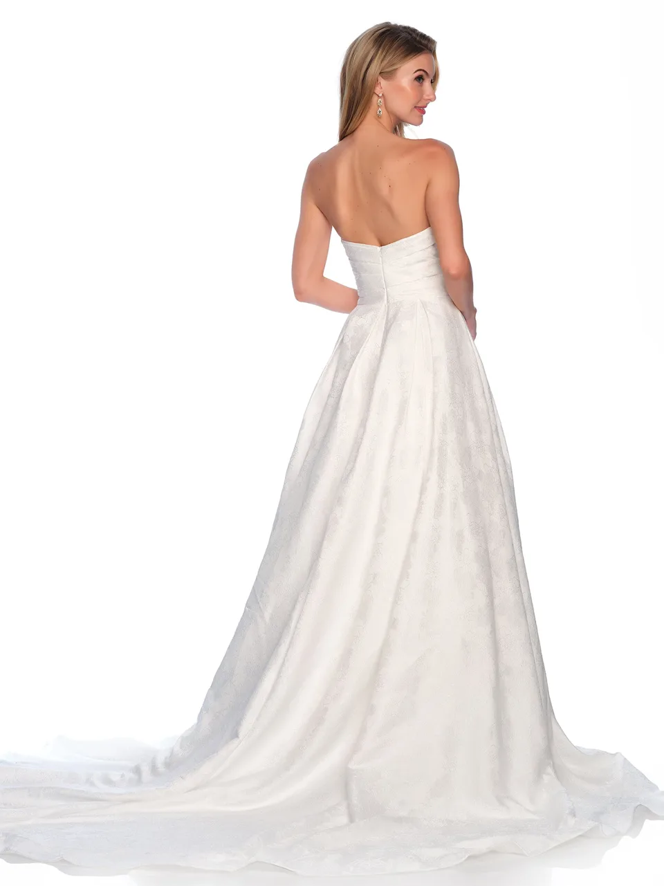 Dave & Johnny 12305W Wedding Dress in Ivory — back view