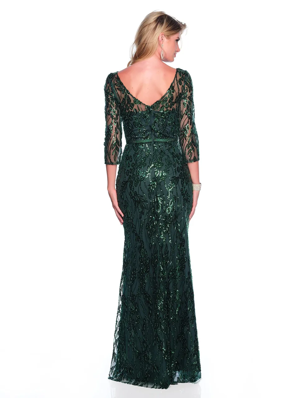 Dave & Johnny 12317W Prom Dress in Green — back view