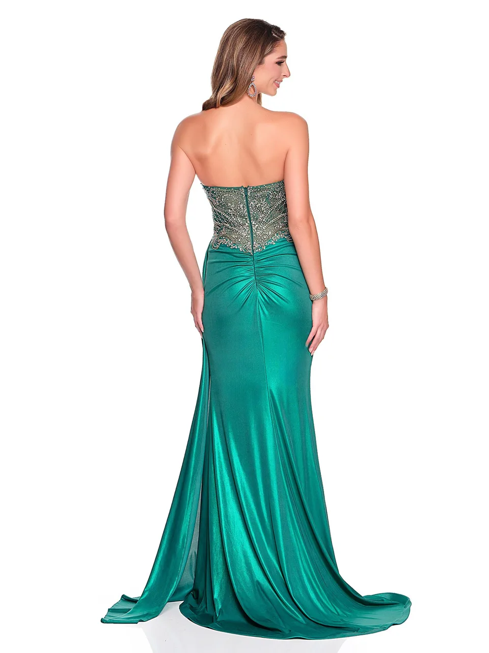 Dave & Johnny 12396 Prom Dress in Green — back view