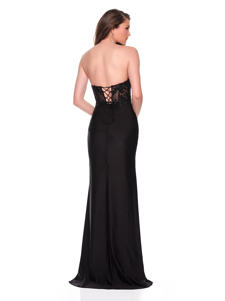 Dave & Johnny 12406 Prom Dress in Black — back view
