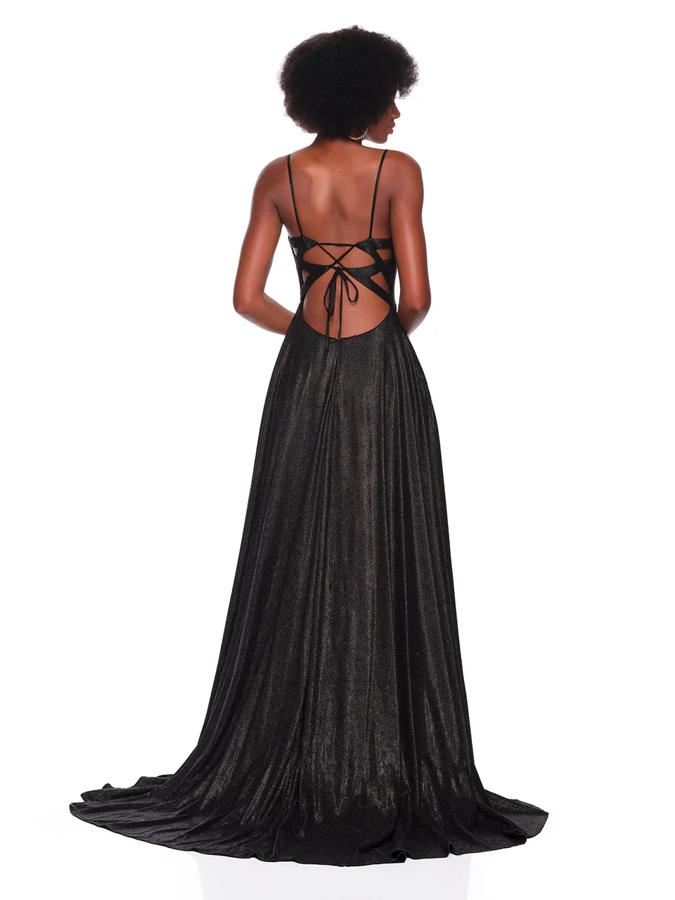 Dave & Johnny 12408 Prom Dress in Black — back view