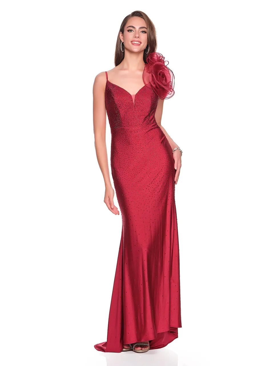 Dave & Johnny 12412 Prom Dress in Burgundy — front view
