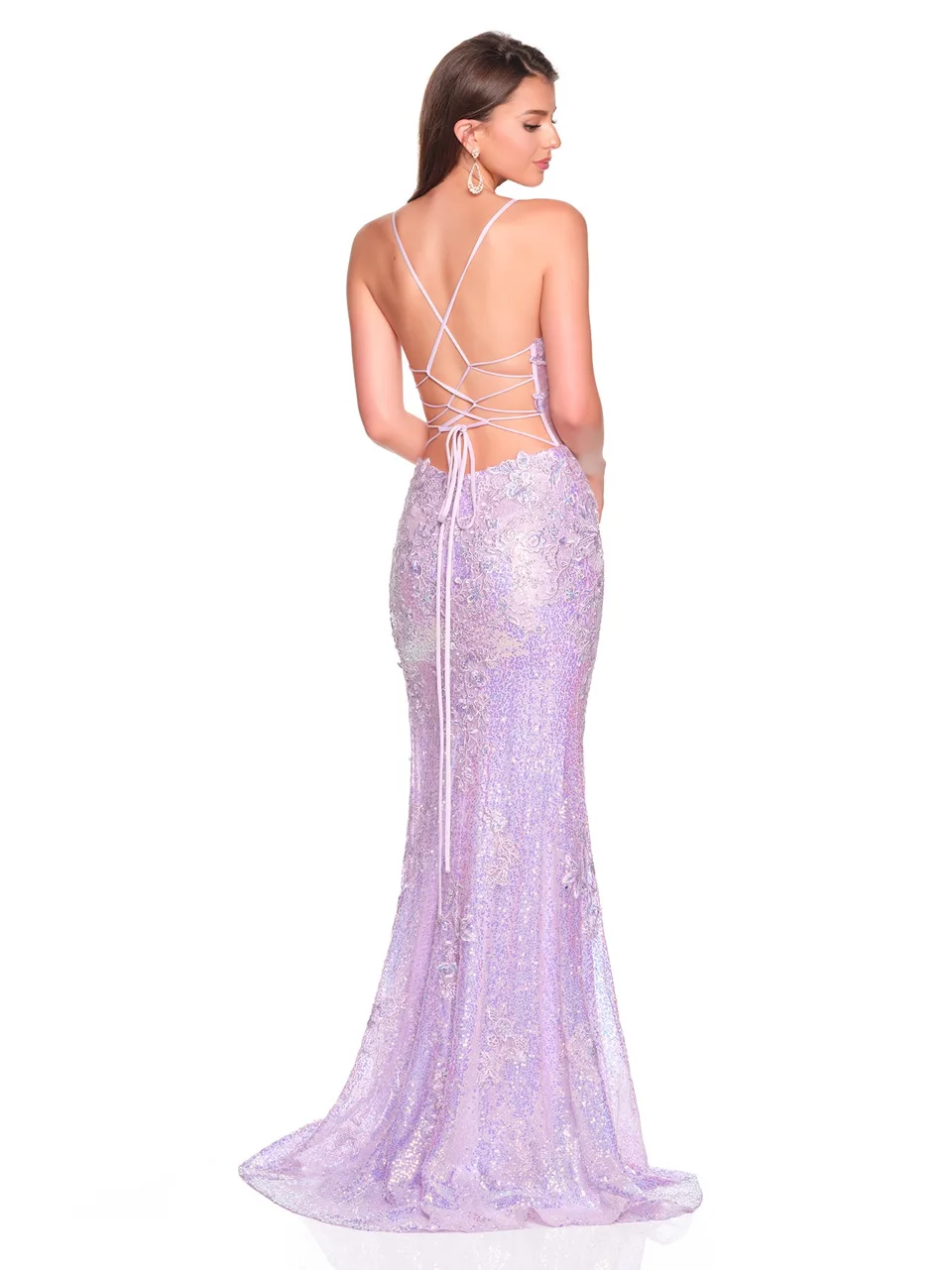 Dave & Johnny 12430 Prom Dress in Lilac — back view