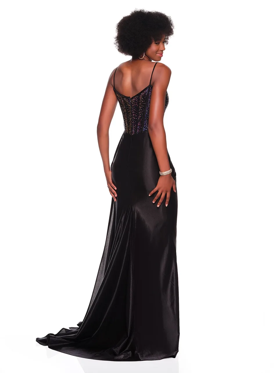 Dave & Johnny 12434 Prom Dress in Black — back view