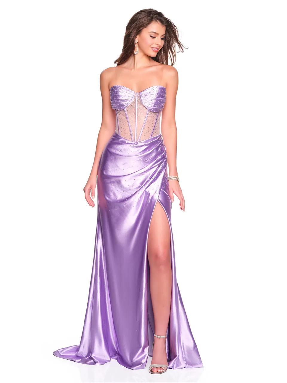Dave & Johnny 12477 Prom Dress in Lilac — front view
