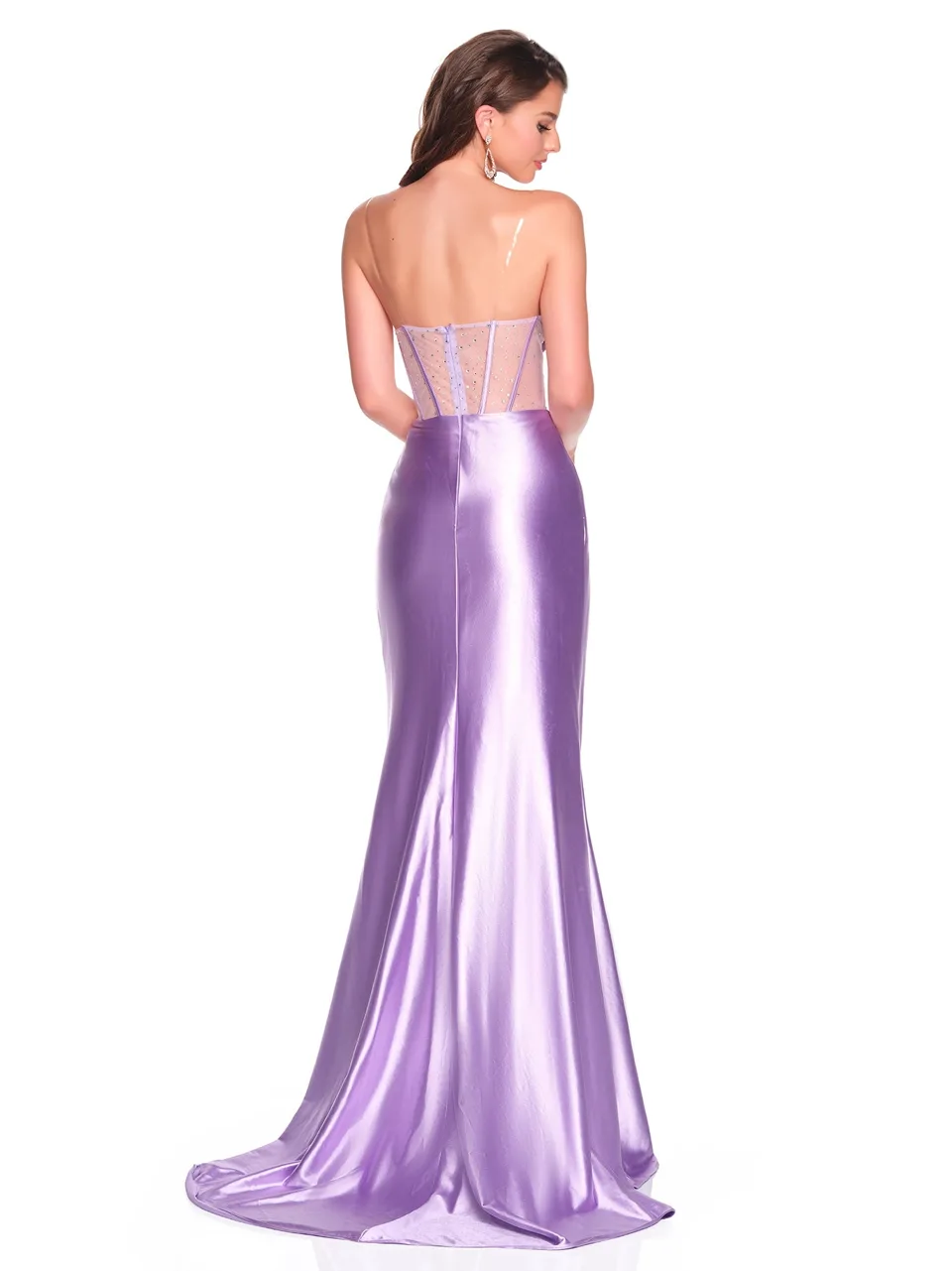 Dave & Johnny 12477 Prom Dress in Lilac — back view