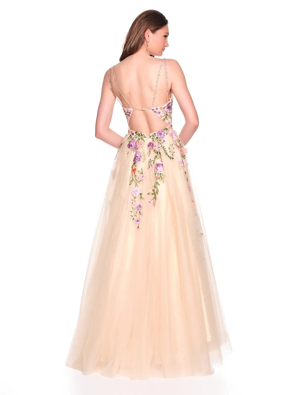 Dave & Johnny 12479 Prom Dress in Nude — back view