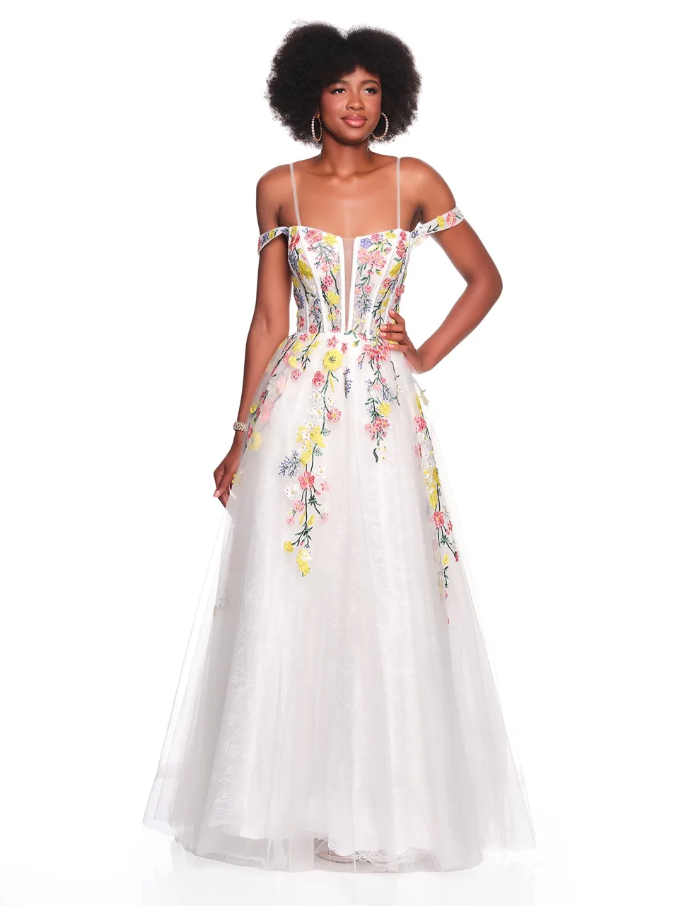 Dave & Johnny 12489 Prom Dress in Ivory — front view