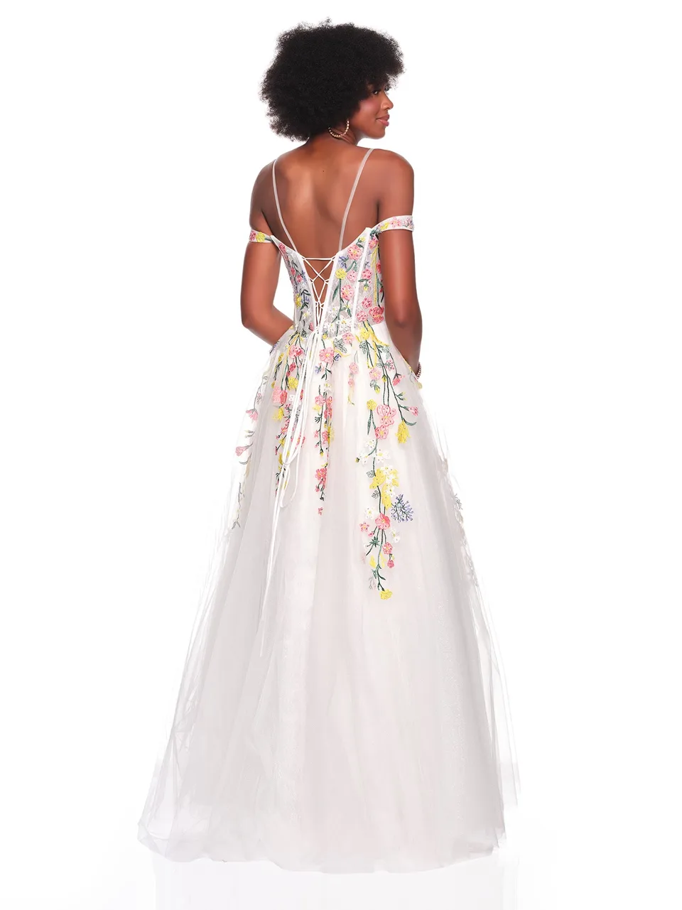 Dave & Johnny 12489 Prom Dress in Ivory — back view
