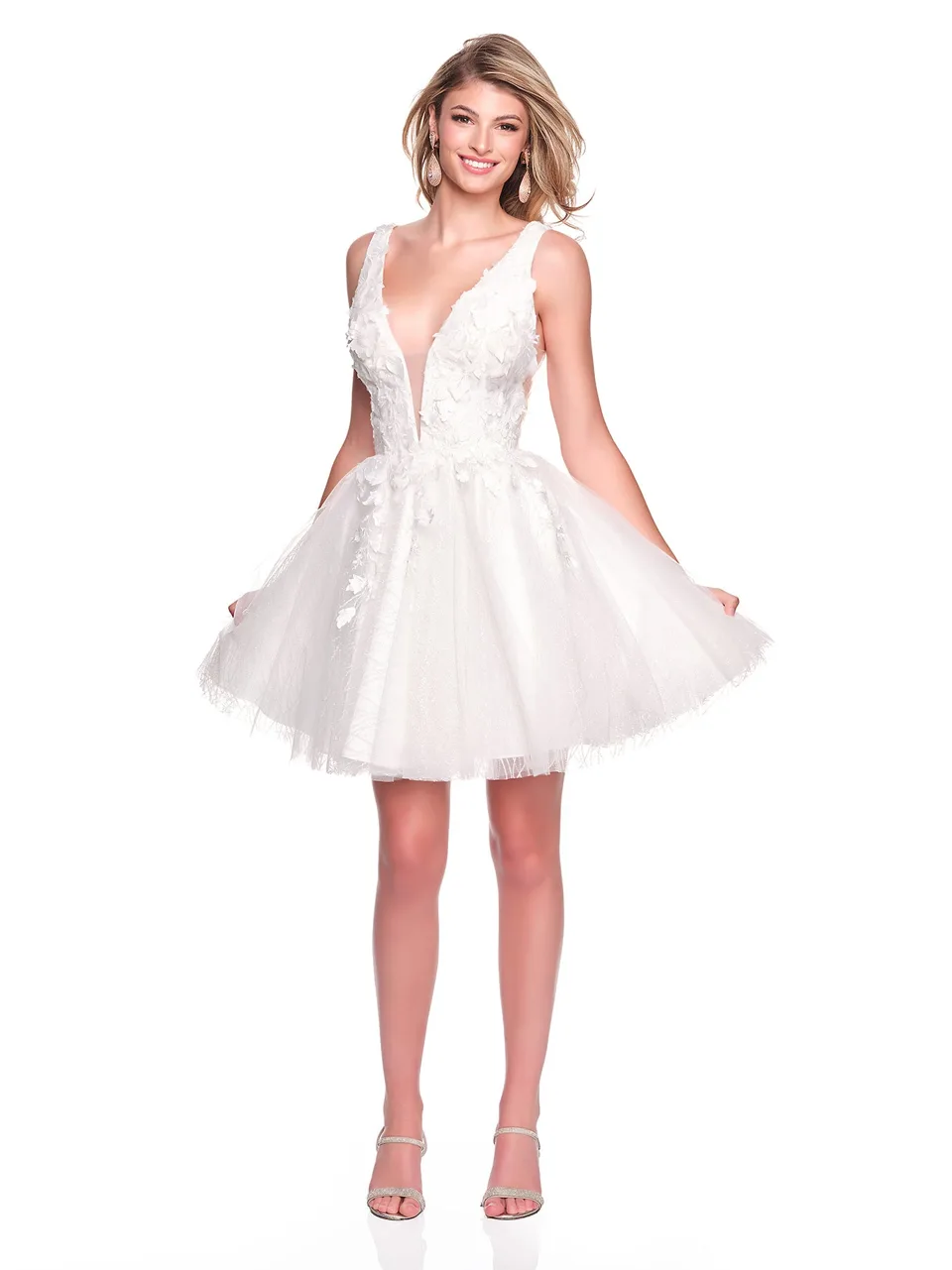 Dave & Johnny 12494 Prom Dress in Ivory — front view