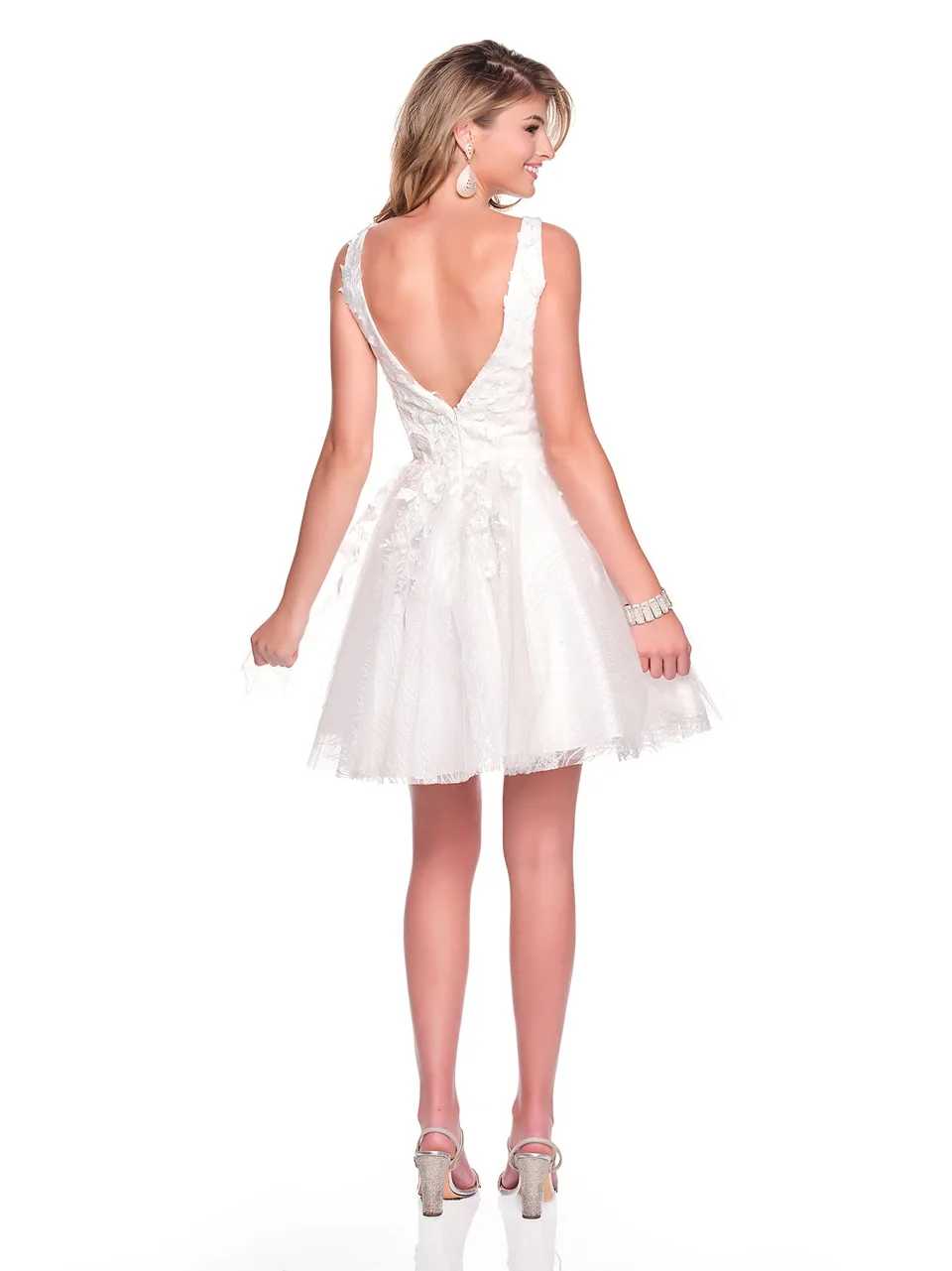 Dave & Johnny 12494 Prom Dress in Ivory — back view
