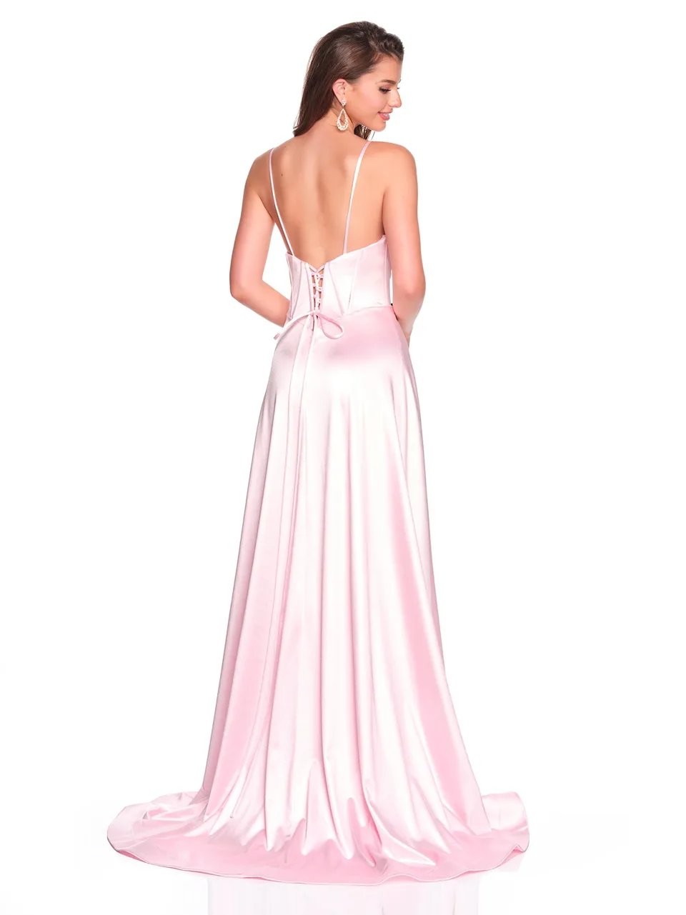 Dave & Johnny 12534 Prom Dress in Pink — back view