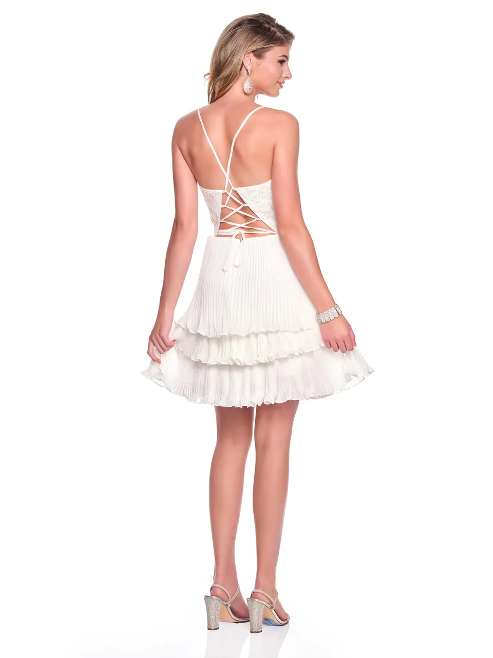 Dave & Johnny 12539 Prom Dress in Ivory — back view