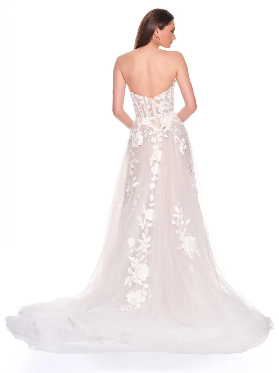 Dave & Johnny 12556 Wedding Dress in Ivory/Nude — back view