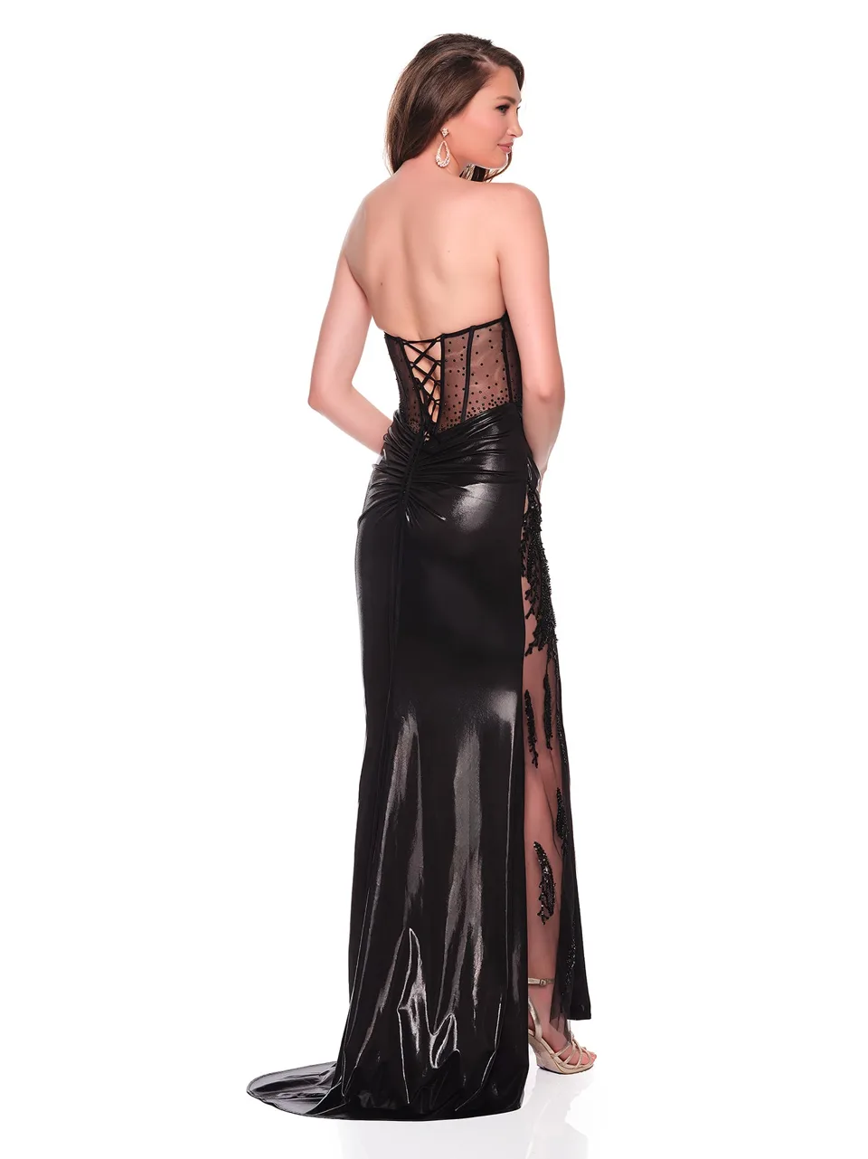 Dave & Johnny 12586 Prom Dress in Black — back view