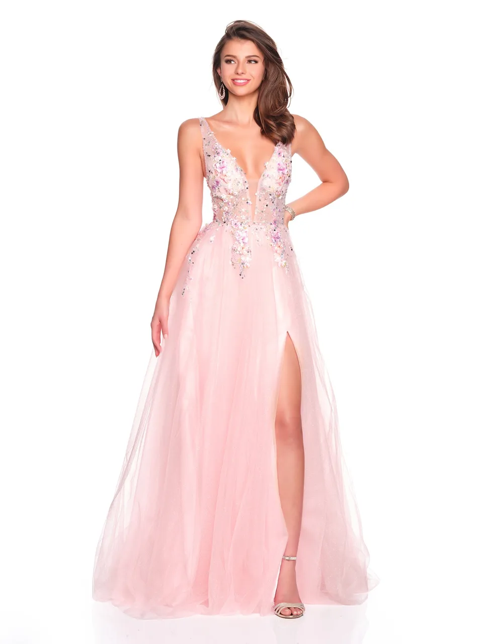 Dave & Johnny 12591 Prom Dress in Blush — front view