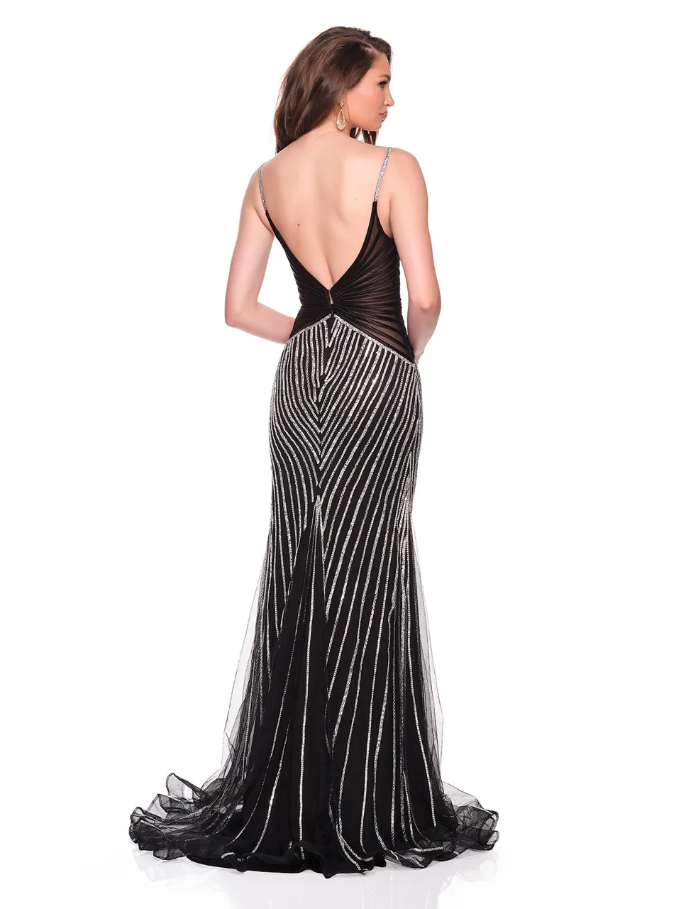 Dave & Johnny 12607 Prom Dress in Black — back view